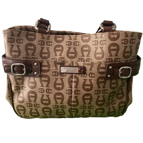 Ettienne Aigner Women's Brown Shoulder Bag 11x9x5 Signature Logo Coated Canvas - Picture 3 of 11